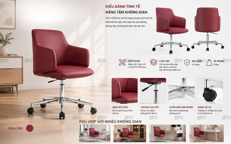 Đặc điểm của ghế văn phòng bọc da