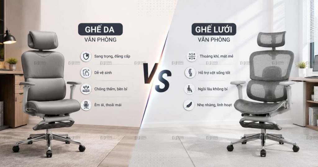 Nên Chọn Ghế Da Hay Ghế Lưới Văn Phòng?