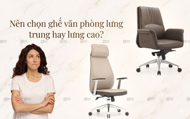 Nên chọn ghế văn phòng lưng trung hay lưng cao?