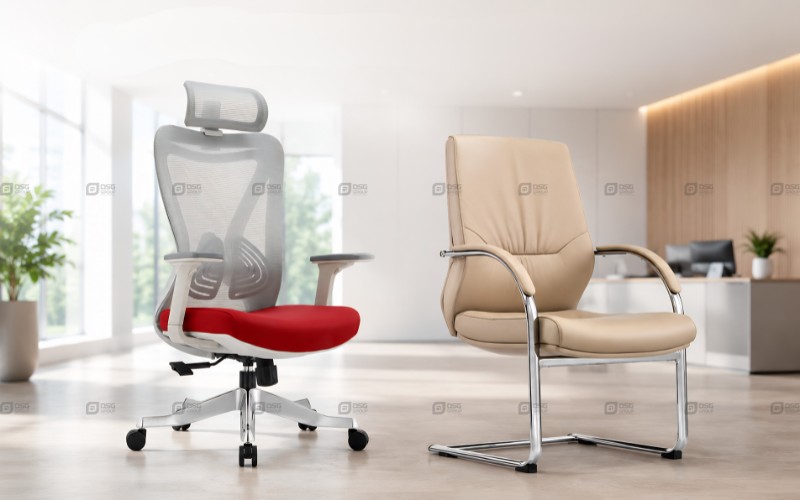 So sánh ghế xoay văn phòng và ghế cố định